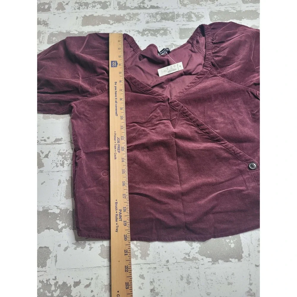NEW Madewell Corduroy Puff-Sleeve Wrap Top Women's Small‎ 100% Cotton